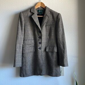 Vintage Ralph Lauren Black and tan Plaid Blazer sz 6